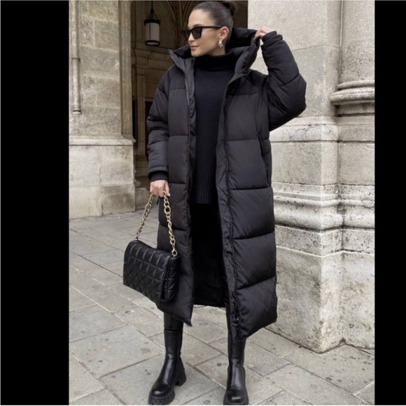 Zara Jackets & Blazers - ZARA Black Long Puffer Coat